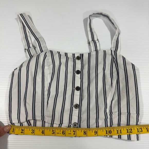 Kendall & Kylie Navy Striped Crop Top - Picture 6 of 6